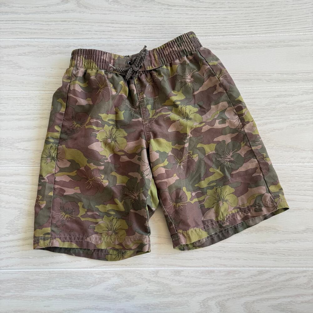 Op Boy’s XS (4-5) Green Camouflage Swim Trunks with Mesh Lining